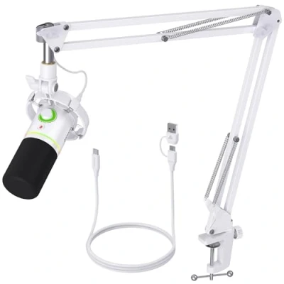 Immagine di MAONO Kit microfono dinamico XLR/USB, RGB per podcast con software, muto, manopola di guadagno, controllo volume, braccio streaming, giochi, voice over, registrazione PD200XS
