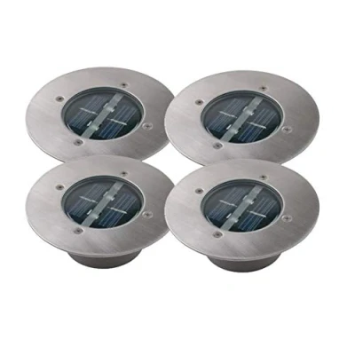 Immagine di Lugo, 5000.197, Set di 4 faretti LED a energia solare, rotondi, in acciaio inox, vetro, IP44