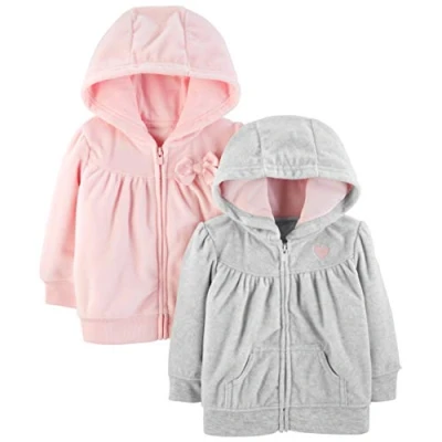 Immagine di Simple Joys by Carter&#039;s 2 Pack Fleece Full Zip Hoodies Baby Products, Grigio Chiaro/Rosa, 0 Mesi (Pacco da 2) Bimba