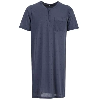 Immagine di Lucky Camicia da notte uomo a maniche corte rombi con tasca sul petto, antracite., L