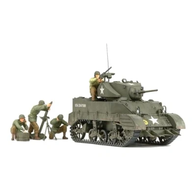 Immagine di Tamiya 300035313 Modellino di carro Armato Leggero Americano M5 Stuart con Mortaio, Scala 1:35, II Guerra Mondiale