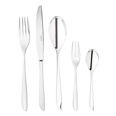 Immagine di Sambonet Leaf 52163 G6 Set di Posate da Tavola monoblocco in acciaio inox 18/10, per 6 persone, 30 pezzi: forchette, cucchiai, coltelli, cucchiaini tè, forchette dolce