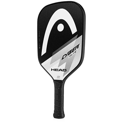 Immagine di HEAD Cyber Elite Pagaia per pickleball, superficie in fibra di vetro, colore nero/bianco, da inizio a livelli intermedi, 408 x 199 millimetri