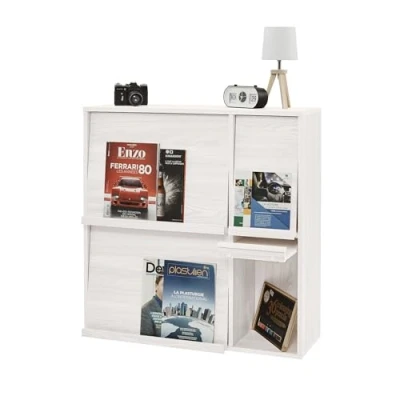 Immagine di Iris Ohyama, Mobile contenitore con 4 ante a libro/Armadio in legno/Ribaltabile/Armadio, Design modulare, Ufficio, Soggiorno, Biblioteca Flap Rack FR F4 Quercia Bianco