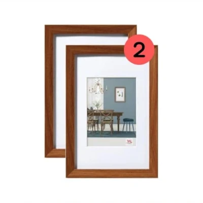 Immagine di Walther Design Fiorito EF824P3, Cornice in Legno con Passepartout, Confezione Doppia, 18 x 24 cm, Rovere Scuro