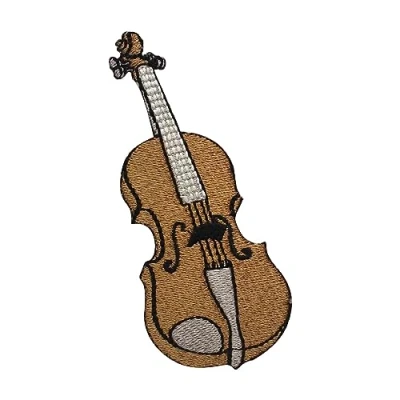 Immagine di toppa con violino, ricamata termoadesiva o da cucire, per vestiti, ecc. 10 x 4 cm