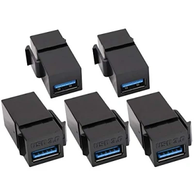 Immagine di AAOTOKK 3.0 a USB Keystone Jack Adattatore Femmina Accoppiatore presa per Pannello di Uscita Piastra Muro(Nero/5 Pezzi)