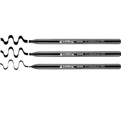 Immagine di edding 1255 Pennarello punta calligrafica; Set 3 pz.; Colore nero; Tratti 2,0 mm, 3,5 0,5 mm