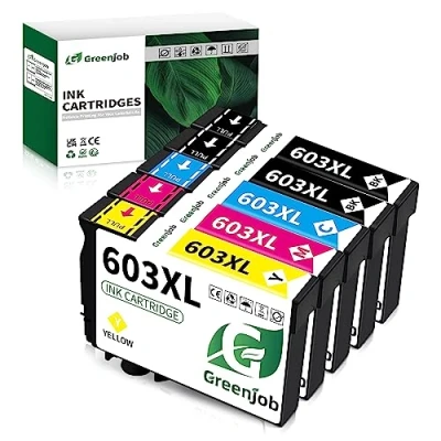 Immagine di Greenjob 603XL Cartucce Compatibili per Epson 603 XL Multipack Expression Home XP 2100 2105 3100 4100 Workforce WF 2810 2830 2850 (2 Nero, 1 Ciano, Magenta, Giallo)