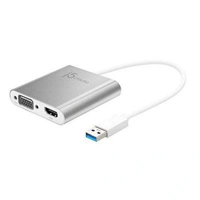 Immagine di j5create Adattatore multi monitor da USB 3.0 A doppio VGA HDMI Compatibile con Microsoft Windows 10/8.1/8 / 7 (32 bit o 64 bit) Mac OS X v10.8 successivo (con porta Type 3.0) (JUA360)