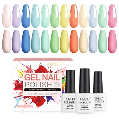 Immagine di AIMEILI Smalto Semipermente Kit Semipermanente Unghie in Gel UV LED Smalti Colorati per Manicure Soak Off Polish Set 12 x 8ml Numero 9