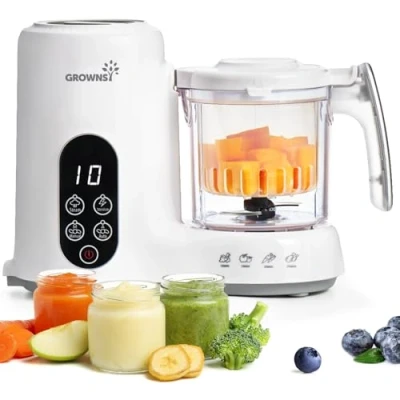 Immagine di GROWNSY Cuocipappa Mixer Multifunzione per Neonati Cuocivapore, Frullatore e Sterilizzatore in un Unico Apparecchio, Robot Cucina Alimenti Aani Fatti Casa Bambini