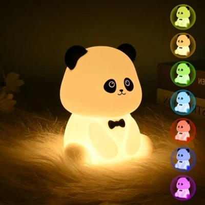 Immagine di Euakee Lampada Panda, Notturna Bambini, 7 Colori Luce Notturna, Tocco Portatile 1200mAh Batteria Lampada&amp;Timing Bambini Camera Decorazione Regalo per Bambino