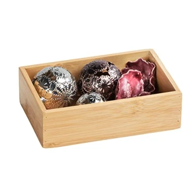 Immagine di Wenko Contenitore in bambù Terra S, Pratica Scatola Organizer per armadi e mensole Cucina, Bagno Tutta la casa, Trasparente di Piccoli Utensili, 15x4,5x10 cm, Naturale