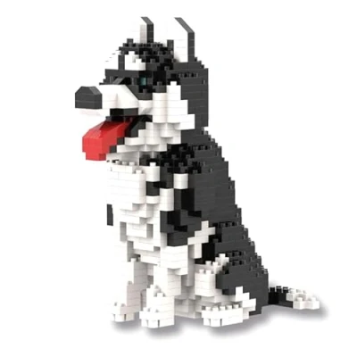 Immagine di Atomic Building Figura da Assemblare con Blocchi in miniatura. Cane Husky Seduto
