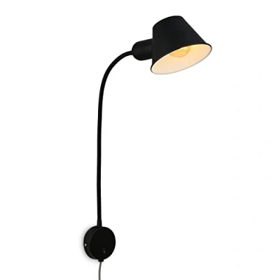 Immagine di BRILONER lampada da letto flessibile, regolabile, interruttore a levetta, 1x presa E27 max. 10 watt, cavo incluso, nero, 55 cm