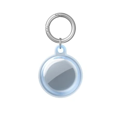 Immagine di Msagkah Custodia Impermeabile per Apple AirTag, Copertura di Protezione a Totale con Portachiavi, Supporto Idrorepellente Portachiavi AirTag (Blu trasparente)