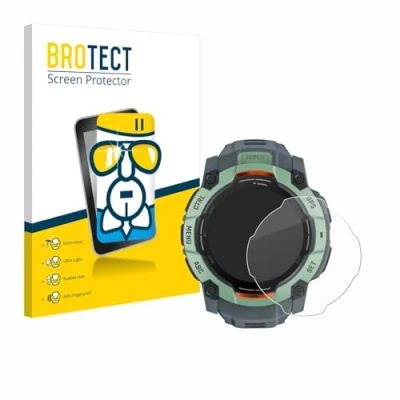 Immagine di brotect Pellicola Protettiva Vetro per Garmin Instinct 3 AMOLED (50 mm) Protezione Schermo [Durezza Estrema 9H, Chiaro]