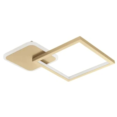 Immagine di Eglo lampada da soffitto a LED Gafares, luce dimmerabile con telecomando, illuminazione soggiorno rotonda in alluminio e acciaio bianco oro, calda fredda