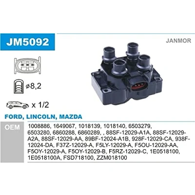 Immagine di JANMOR JM5092 Bobina d&#039;accensione FORD: FIESTA 4, KA Hatchback, Sierra Mk2 Sedan