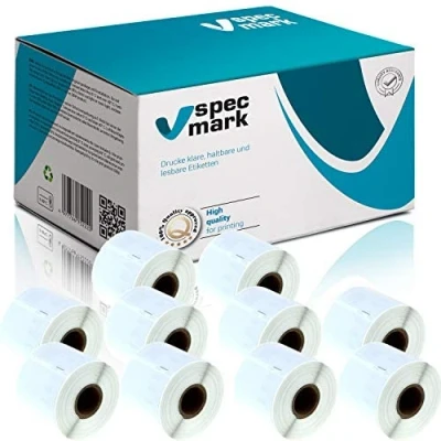 Immagine di specmark 10 Rotoli di etichette compatibili con DYMO 99014 54mm x 101mm S0722430 220 Pezzo compatibile tutte le stampanti Label Writer 450 4XL Seiko SLP