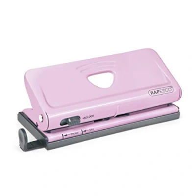 Immagine di Rapesco 1322 Perforatrice a 6 Fori Regolabile, Capacita 10 Fogli, Rosa