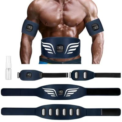 Immagine di Profey Elettrostimolatore Addominali, Muscolare EMS con 10 modalità E 30 Intensità, Addominali Stimolatore per Braccio Gambe Uomo Donna, USB Ricaricabile Display delle Calorie