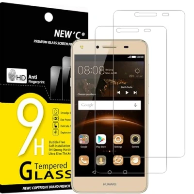 Immagine di NEW&#039;C 2 Pezzi, Vetro Temperato per Huawei Y5 II, 2, Pellicola Prottetiva Anti Graffio, Impronte, Senza Bolle, Durezza 9H, 0,33mm Ultra Trasparente, Resistente