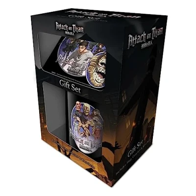 Immagine di Pyramid International Set regalo con Tazza in ceramica Attack on Titan (stagione 4), 325 ml, sottobicchiere e portachiavi, confezione regalo, Taglia unica, da caffè
