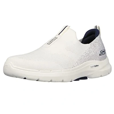 Immagine di Skechers Gowalk 6 Scarpe da Passeggio Elasticizzate, Senza Lacci, per Atletica, Uomo, Bianco Blu Marino, 41.5 EU