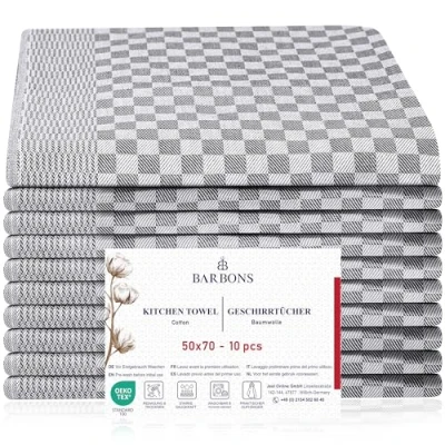Immagine di BARBONS Strofinacci Cucina Grigio a quadretti 50x70cm 240 g/m² 85 g Certificati Oeko Tex Asciugamani Stracci Elevata Assorbenza Canovacci in Cotone 50x70 cm(Grigio,10 pezzi)