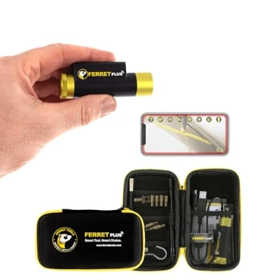 Immagine di Telecamera di ispezione wireless Furetto Plus WiFi Boroscopio con sensore memoria e tensione bordo 720p HD, IP67 rated, Trades Camera viene fornito app gratuita vari adattatori per asta