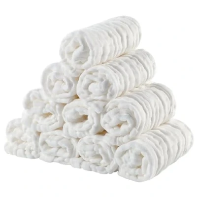 Immagine di EXTSUD Asciugamani Neonato, 10 Pezzi Mussola Cotone Bambini 25x25cm Panni Lavette Morbide Quadrati per Neonati Mussoline 6 Strati di Garza Multiuso Viso Mano Corpo(Bianco)