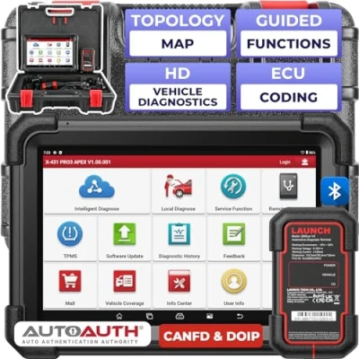 Immagine di LAUNCH X431 PRO3 Dispositivo diagnostico APEX OBD2, strumento di scansione auto per meccanici codifica online, scheda topologia, CAN FD &amp; DoIP, 50+ servizi, diagnostica tutto il sistema, funzioni