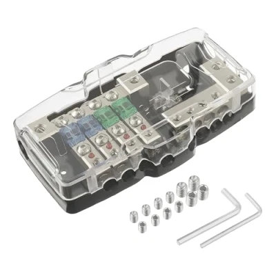 Immagine di SIGANDG Portafusibili stereo ANL per Auto 4 vie Blocchetti di 0/4Gauge con Indicatore Avvertimento Rosso