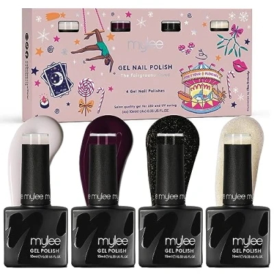 Immagine di Mylee Set Smalto per Unghie Gel Semipermanente 4x10ml [The Fairground] UV/LED Nail Art Manicure Pedicure Uso Professionale e Domestico [Natale 2023] Lunga Durata Facile da Usare