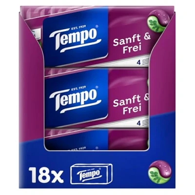 Immagine di tempo fazzoletto dolcemente e libero Fazzoletti gigante confezione da 18 confezioni (10 pacchetti X 9 fazzoletti), 1er Pack (1 pezzi)