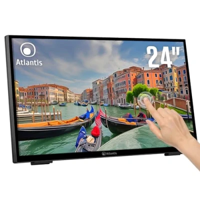 Immagine di ATLANTIS A05 T24A VHDM Monitor Touch 24 pollici, Touchscreen 10 tocchi, Full HD 1920x1080, HDMI VGA DP, inclinabile 15 70, Vetro Protettivo 7H, Contrasto 3000:1, Angolo 178/178,Vesa 100