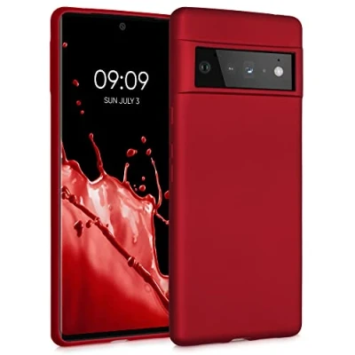 Immagine di kwmobile Custodia Compatibile con Google Pixel 6 Pro Cover Back Case Morbida Protezione in Silicone TPU Effetto metallizzato rosso scuro
