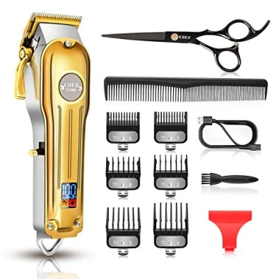 Immagine di CIICII Tagliacapelli Uomo Professionale, Regolabarba (Regolabile/ 12Pcs/ Senza Fili/Batteria Ricaricabile USB/Display LCD) per Taglio Capelli Fai Da Te/Casa/Barbiere/Salone