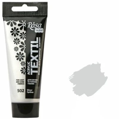 Immagine di Krevo Art Colori per tessuti, lavabili in lavatrice, colore argento, vernice acrilica, base ad acqua, tubetto da 60 ml, lavabile il fissaggio, coprente