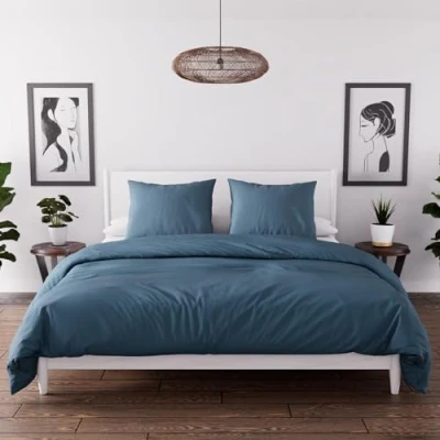Immagine di Intemporel Boemia Set Copripiumino Microfibra, Blu Petrolio, 220 x 240 cm
