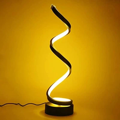 Immagine di Elinkume lampada da tavolo dimmerabile scrivania a spirale LED, 12 W, bianco caldo, protezione degli occhi, nero, comodino, illuminazione interna