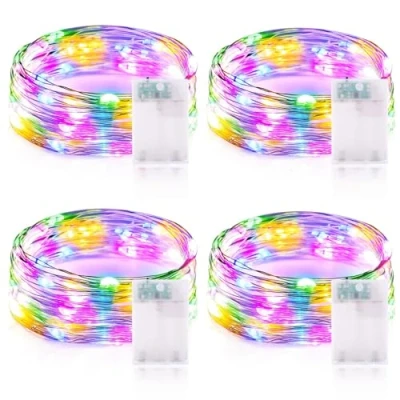 Immagine di Vacoulery Lucine Led Decorative a Batteria 3 Metri 9.85FT 30LED Luci Stringa Ghirlanda Luminosa Interni Esterni per Natale Casa Feste (4 Pezzi, Colorato)