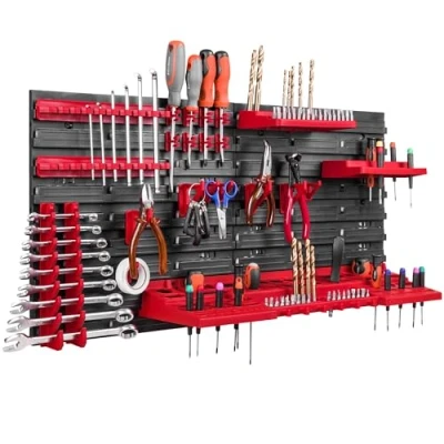 Immagine di Sistema di stoccaggio da parete 78 x 39 cm supporti per attrezzi, scaffalatura riporre oggetti pannelli extra forti scaffali espandibili officina