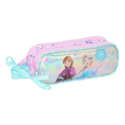 Immagine di Safta Frozen Cool Days astuccio doppio per bambini, ideale bambini in età scolastica, comodo e versatile, qualità resistenza, 21 x 6 8 cm, colore viola/celeste,
