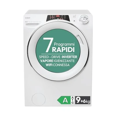 Immagine di Candy RapidÓ ROW4964DWMST/1 S Lavasciuga, 9+6 Kg, 1400 Giri, Wi Fi + BLE, Connesso, Partenza Ritardata, Rilevatore Classe A, 60x58x85 cm, Bianco [Classe di efficienza energetica A]