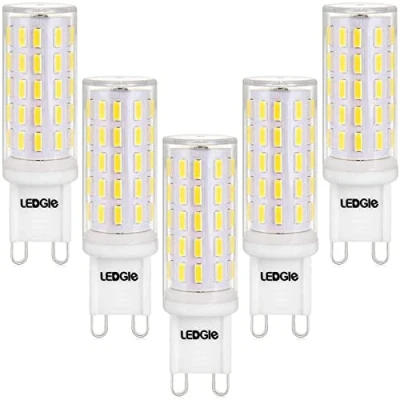 Immagine di LEDGLE G9 LED Lampadine 6W Nessun Sfarfallio, 54 SMD4014, Angolo di Fascio 360 420 Lumen Pari ad Alogene da 60W per l&#039;illuminazione Lnterna Bianca Fredda 6000k, Confezione 5