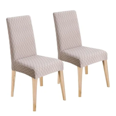 Immagine di LANSHENG Coprisedie, Elasticizzato Coprisedie con Schienale, Moderno Coprisedia Lavabile Estraibile, Fodere Universale per Sala da Pranzo Cucina, Coperture Sedie (Taupe, 2 Pezzi)