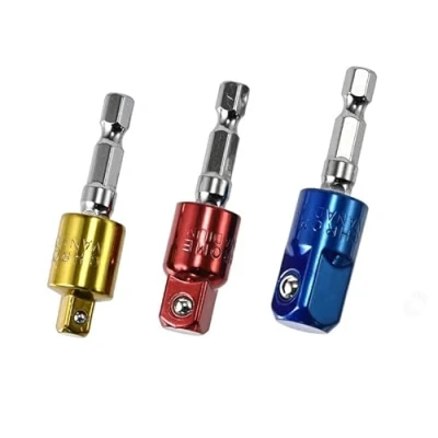 Immagine di NestNook Set di 3 adattatori per bussole girevoli a 360, strumento conversione avvitatore percussione, codolo esagonale da 1/4&quot; attacco quadro 1/4&quot;, 3/8&quot; 1/2&quot;